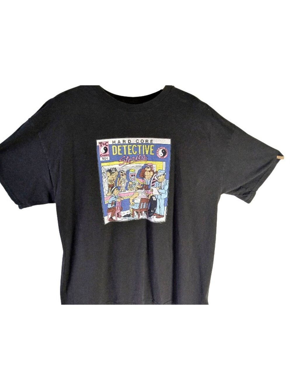 Vintage Alstyle Hard Core Detective Stories Graphic T Shirt Black Mens 2XL T C